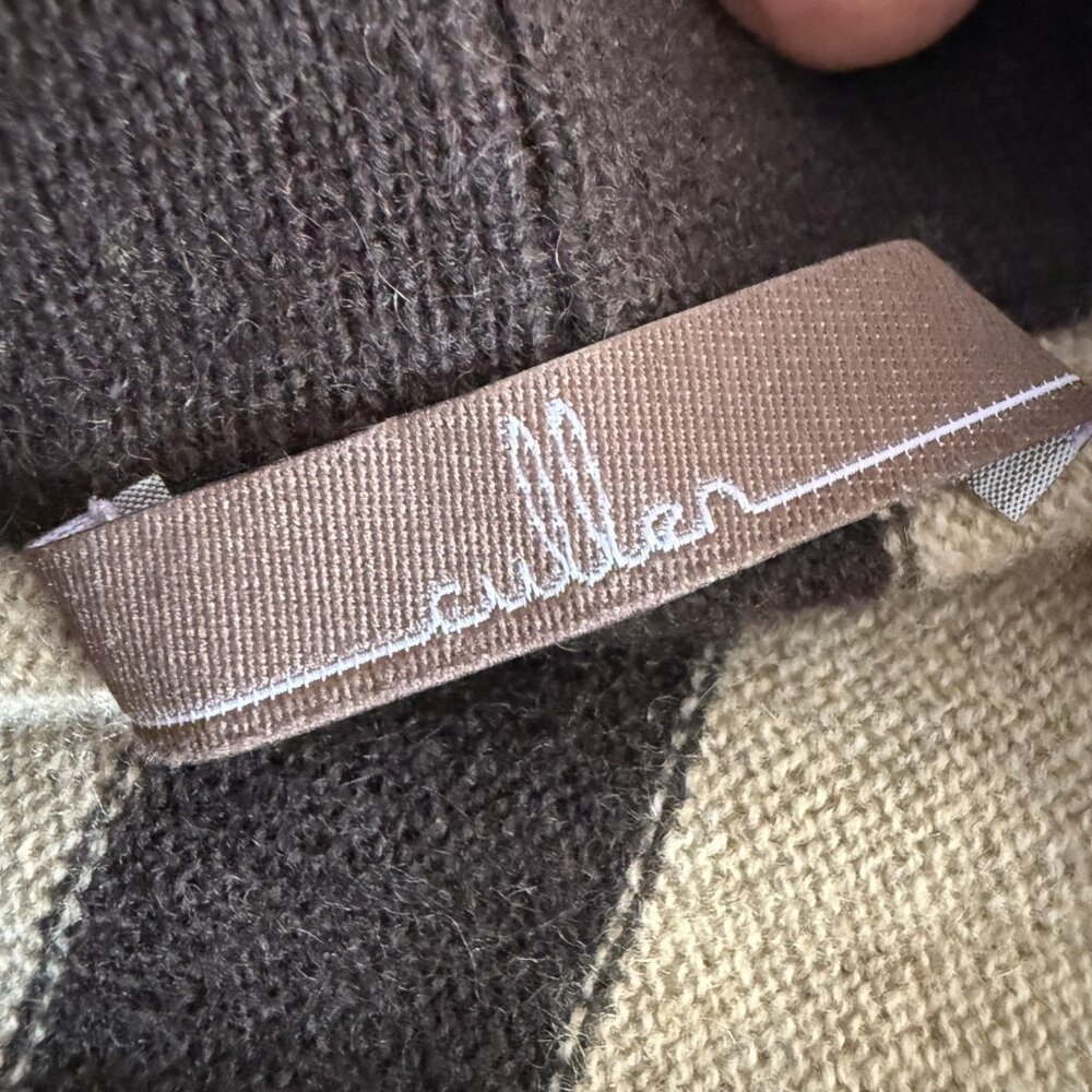 Cullen Sweater‎ Brown Ivory Striped 100% Cashmere Open Cardigan - Picture 3 of 8